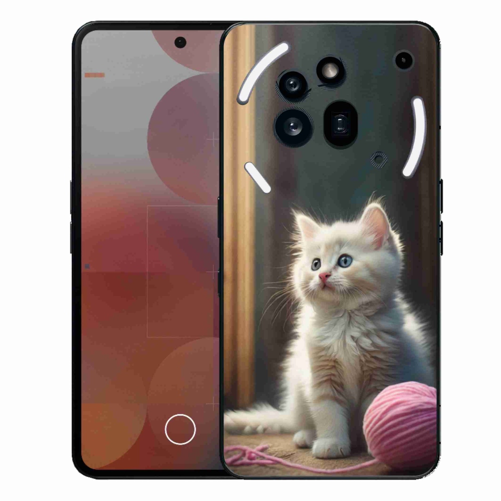 Gélový kryt mmCase na Nothing Phone (3a) Pro - biele mačiatko 2
