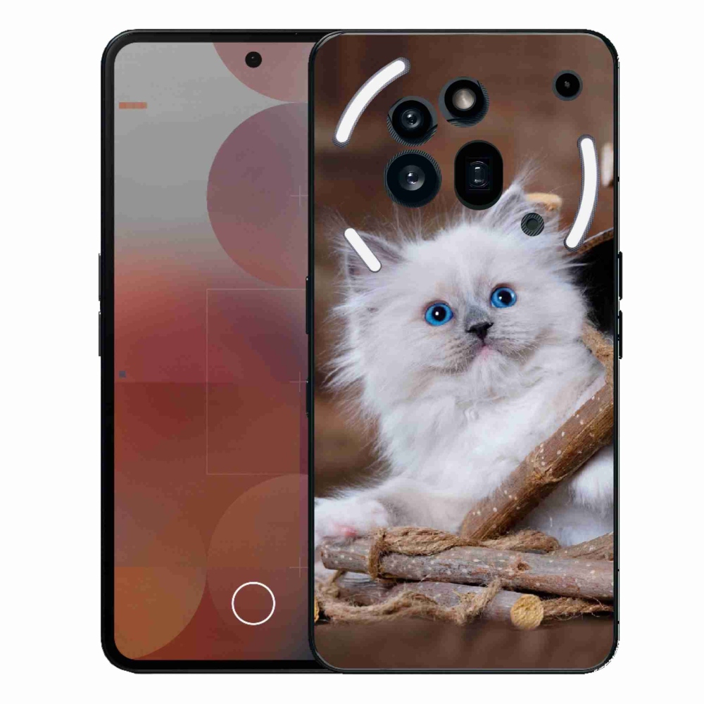 Gélový kryt mmCase na Nothing Phone (3a) Pro - biele mačiatko