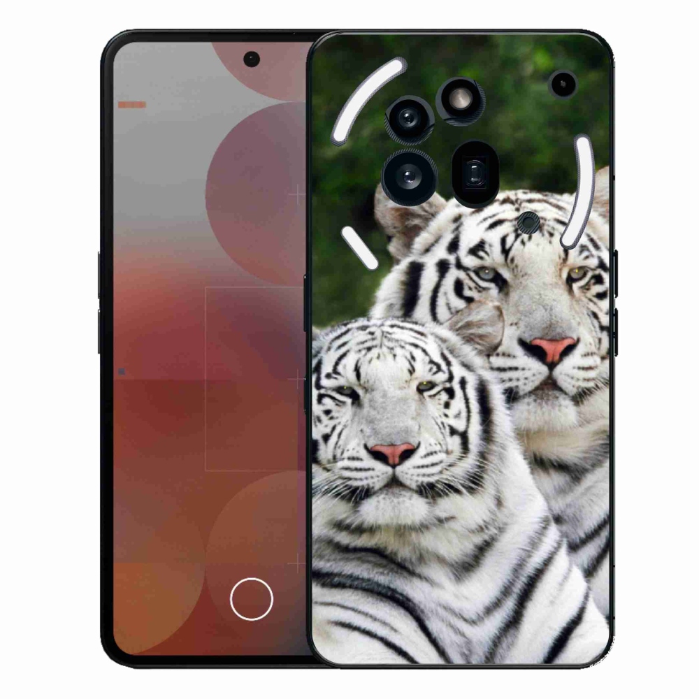 Gélový kryt mmCase na Nothing Phone (3a) Pro - bieli tigre