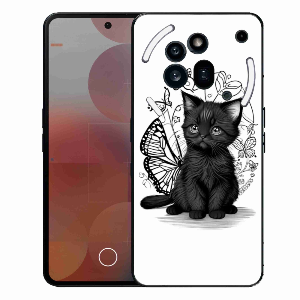 Gélový kryt mmCase na Nothing Phone (3a) Pro - čierne mačiatko