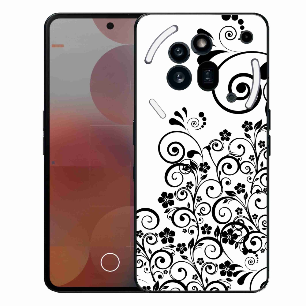 Gélový kryt mmCase na Nothing Phone (3a) Pro - čiernobiele kvetinové vzory