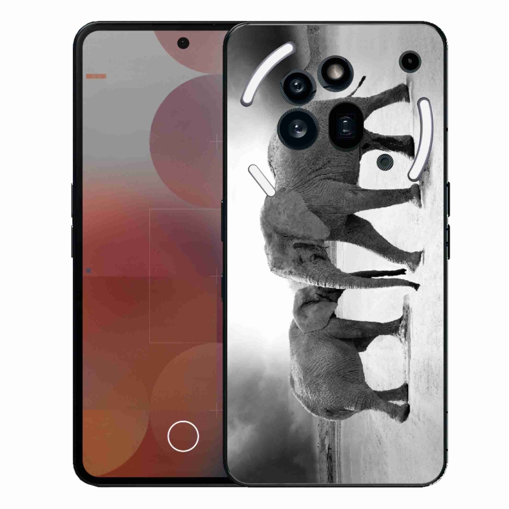 Gélový kryt mmCase na Nothing Phone (3a) Pro - čiernobieli slony