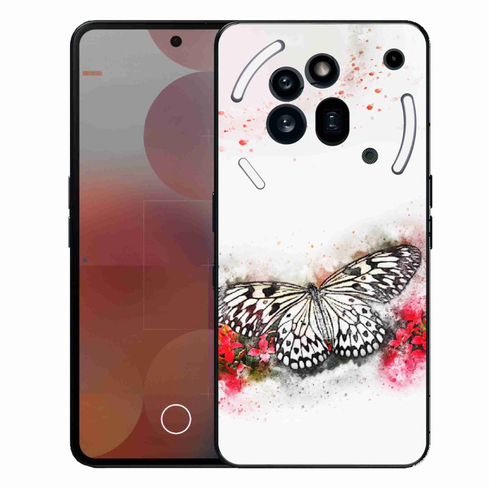 Gélový kryt mmCase na Nothing Phone (3a) Pro - čiernobiely motýľ