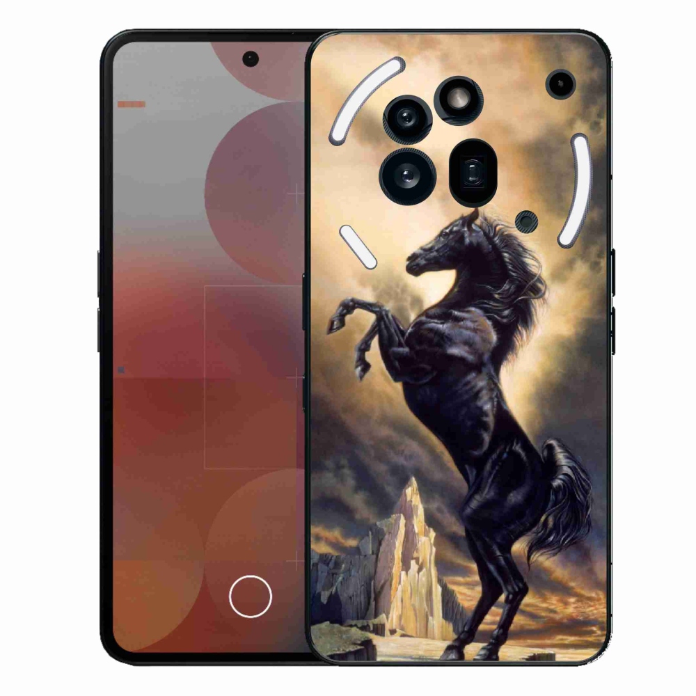 Gélový kryt mmCase na Nothing Phone (3a) Pro - čierny kreslený kôň