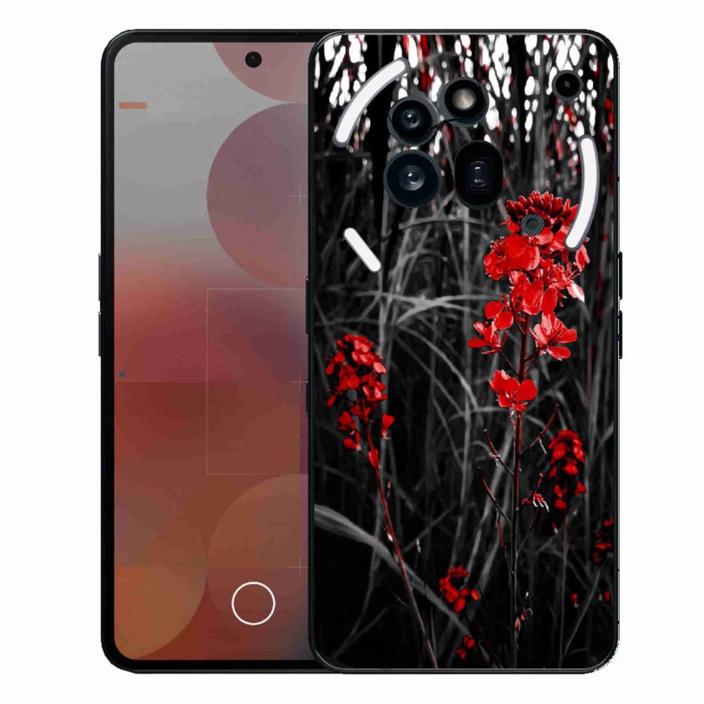 Gélový kryt mmCase na Nothing Phone (3a) Pro - červená rastlina