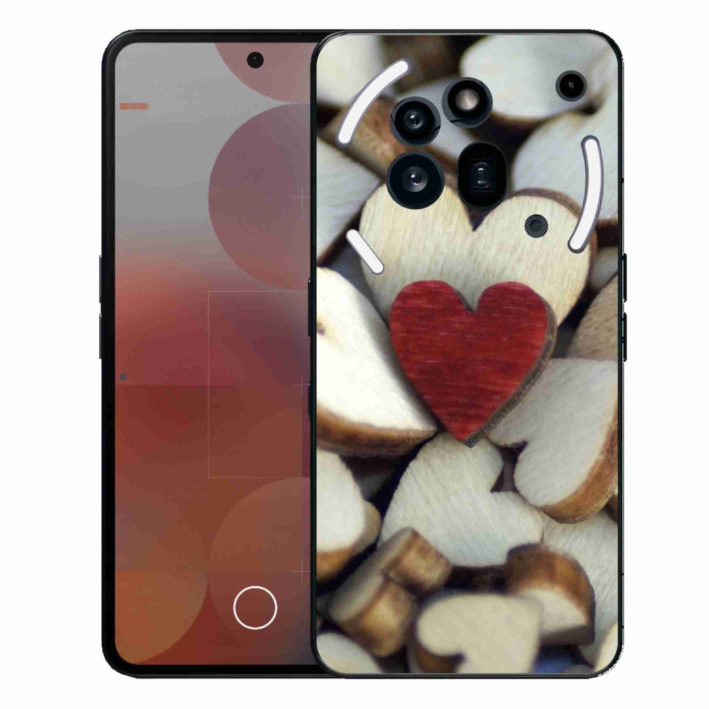 Gélový kryt mmCase na Nothing Phone (3a) Pro - gravírované červené srdce