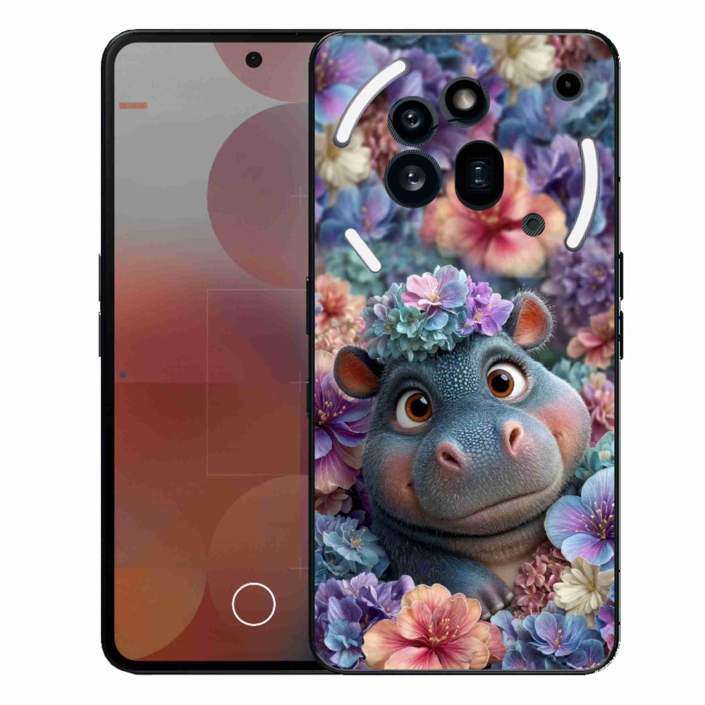 Gélový kryt mmCase na Nothing Phone (3a) Pro - hrošík v kvetoch
