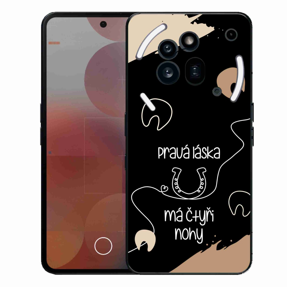 Gélový kryt mmCase na Nothing Phone (3a) Pro - konský motív čierne pozadie