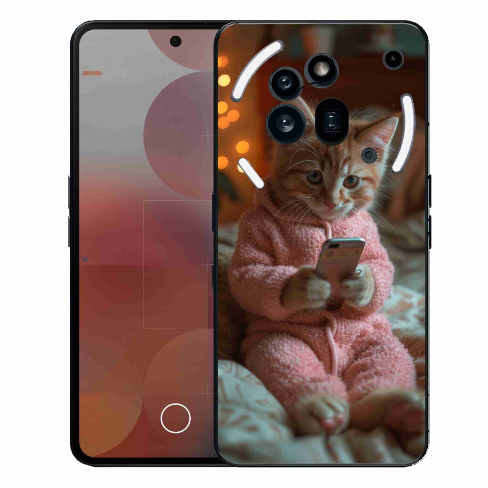 Gélový kryt mmCase na Nothing Phone (3a) Pre - mačiatko s mobilom