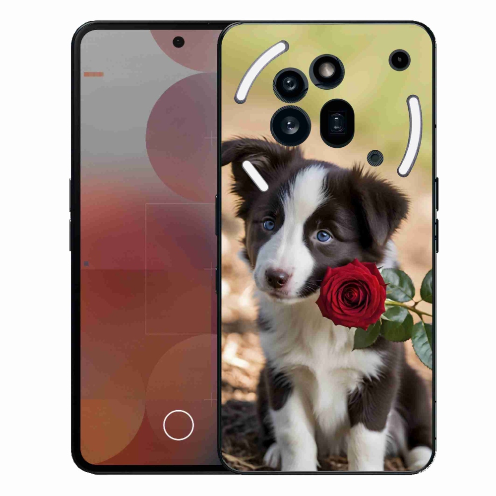 Gélový kryt mmCase na Nothing Phone (3a) Pro - roztomilá border kólia s ruží