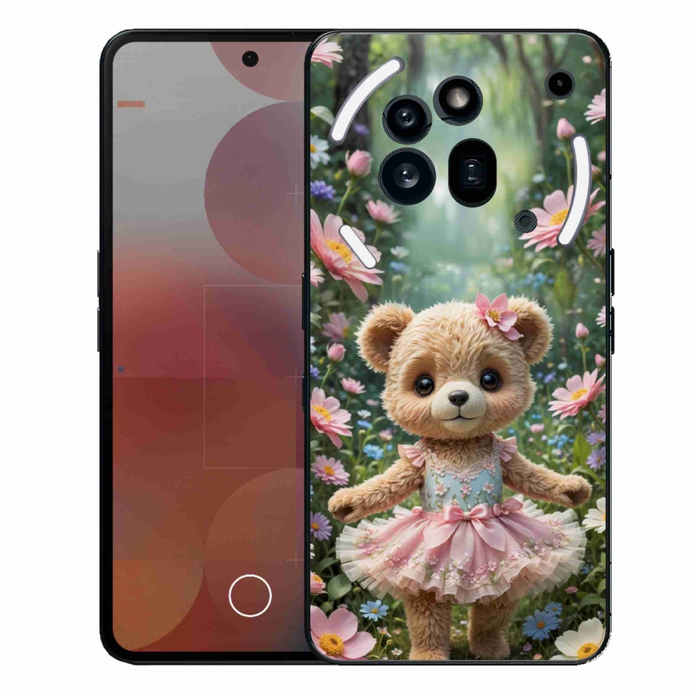 Gélový kryt mmCase na Nothing Phone (3a) Pro - roztomilý medvedík v kvetoch