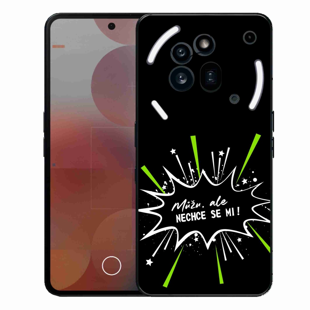 Gélový kryt mmCase na Nothing Phone (3a) Pre - vtipný text 11 čierne pozadie