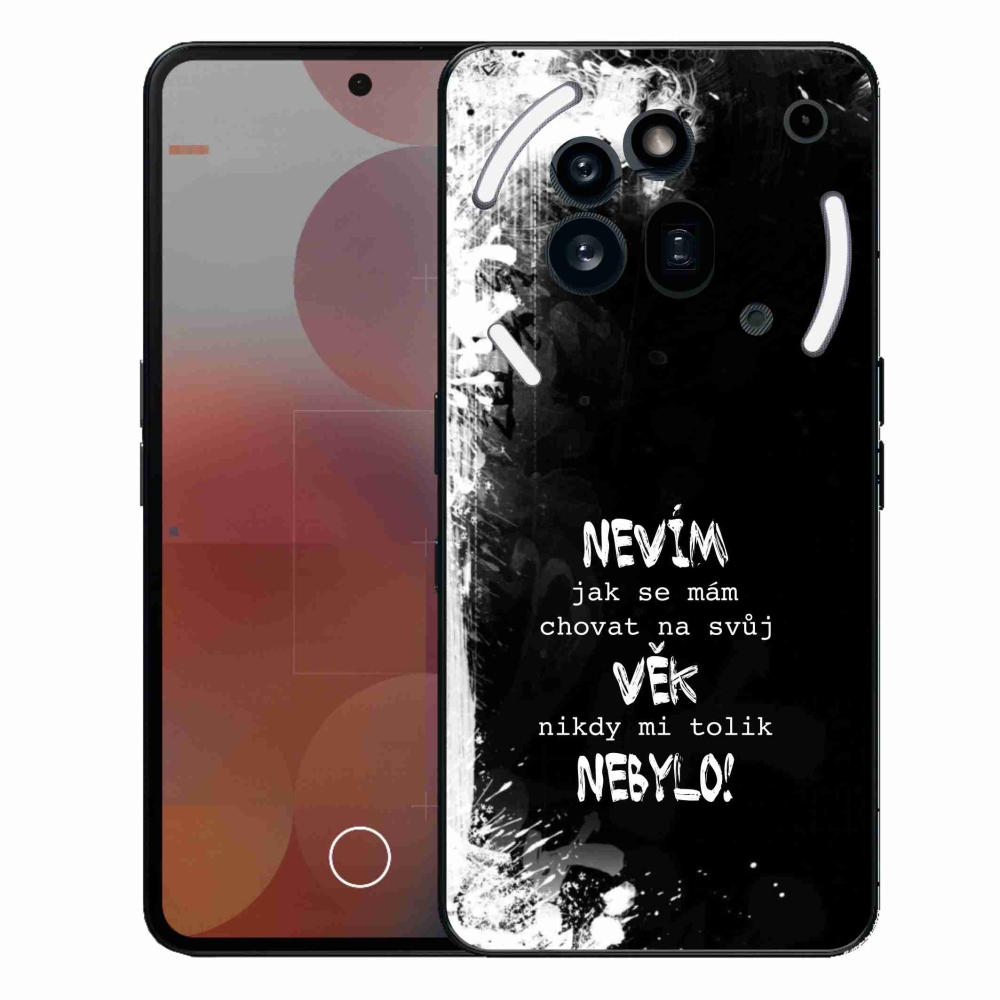 Gélový kryt mmCase na Nothing Phone (3a) Pre - vtipný text 14 čierne pozadie