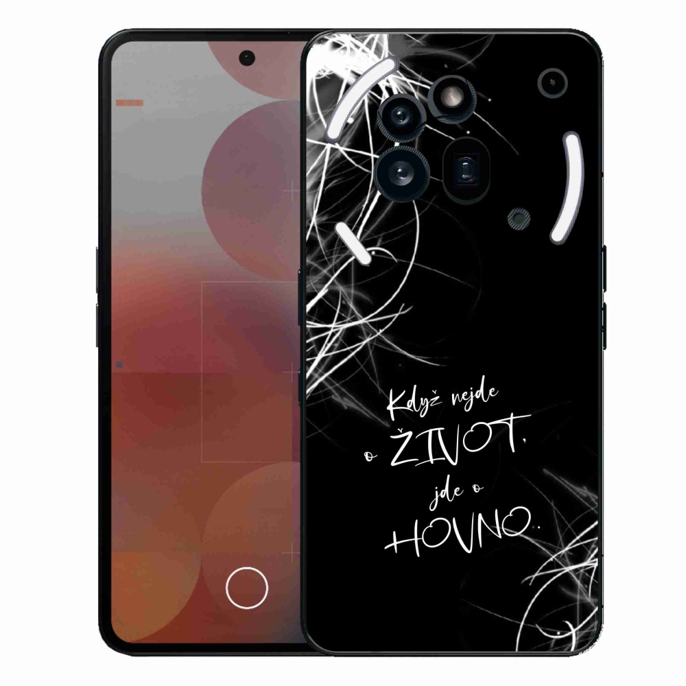 Gélový kryt mmCase na Nothing Phone (3a) Pro - vtipný text 16 čierne pozadie