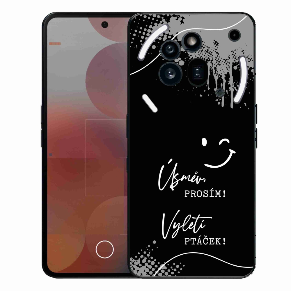 Gélový kryt mmCase na Nothing Phone (3a) Pre - vtipný text 4 čierne pozadie