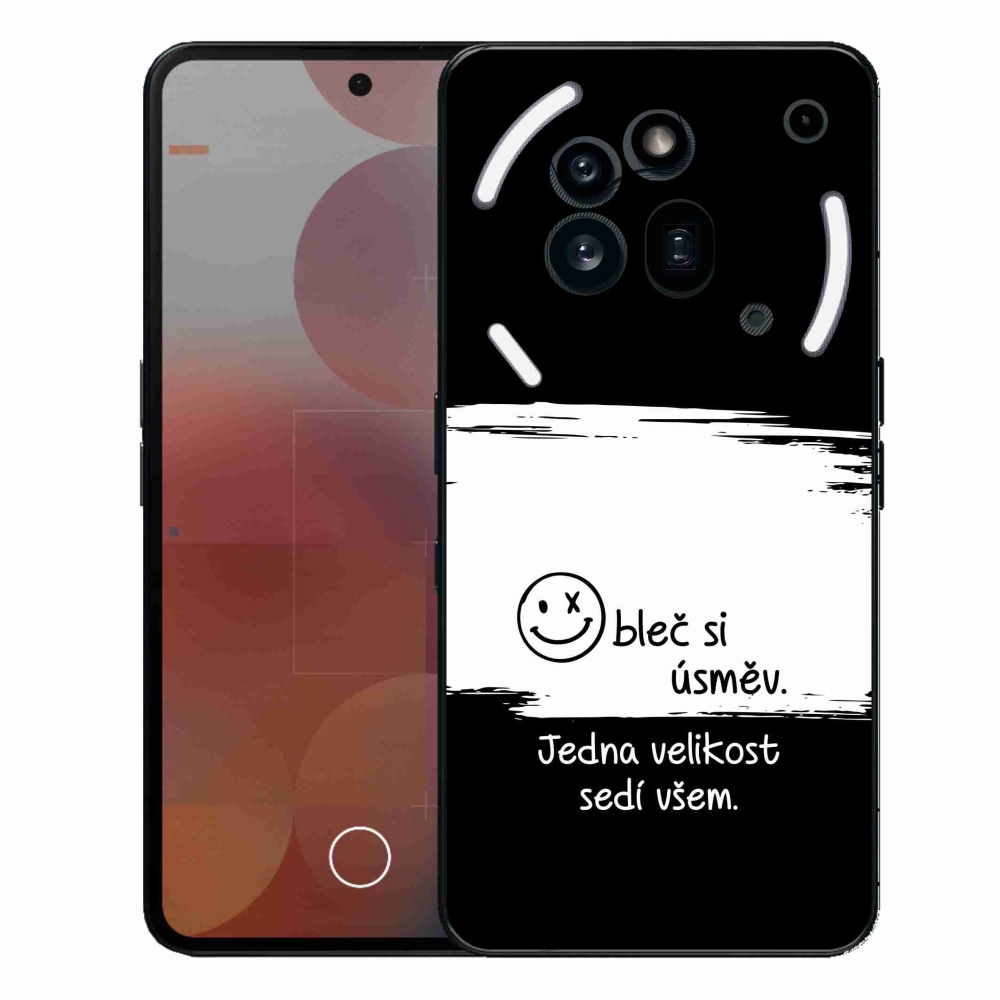 Gélový kryt mmCase na Nothing Phone (3a) Pre - vtipný text 8 bieločierne pozadie