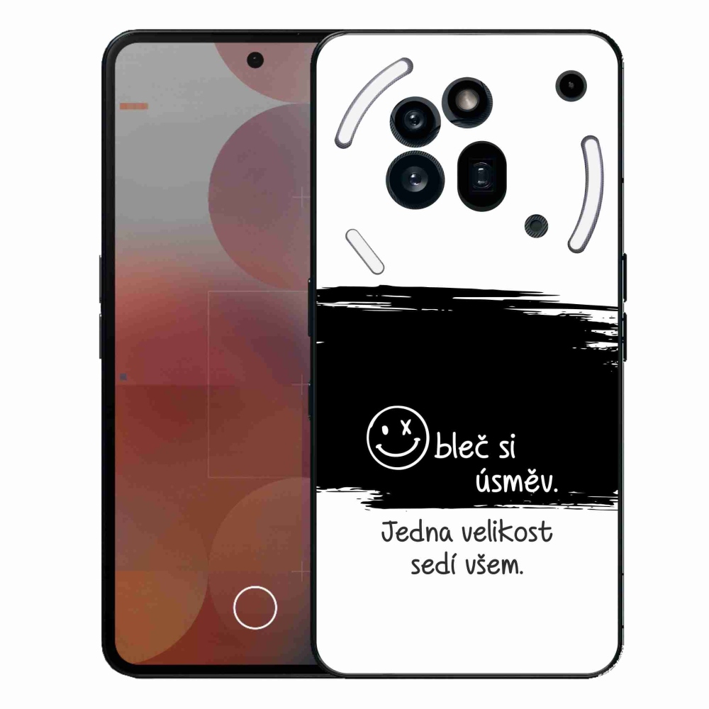 Gélový kryt mmCase na Nothing Phone (3a) Pre - vtipný text 8 čiernobiele pozadie