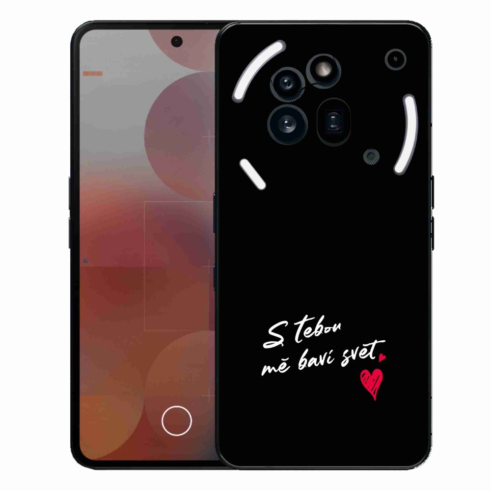 Gélový kryt mmCase na Nothing Phone (3a) Pre - zamilovaný text 1 čierne pozadie