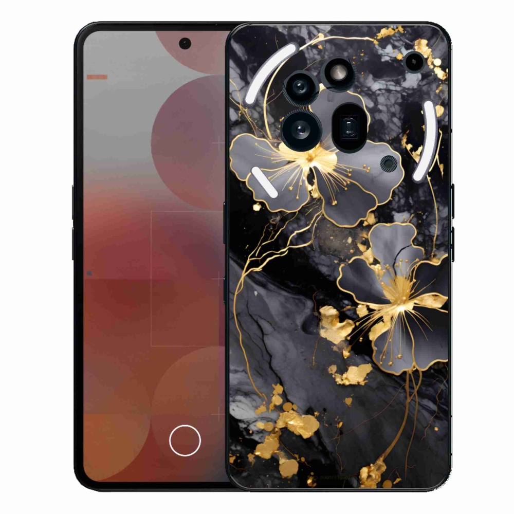 Gélový kryt mmCase na Nothing Phone (3a) Pre - zlaté kvety