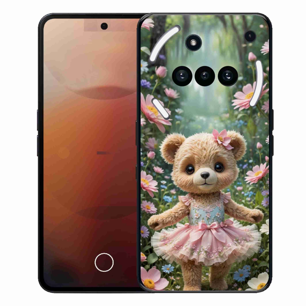 Gélový kryt mmCase na Nothing Phone (3a) - roztomilý medvedík v kvetoch