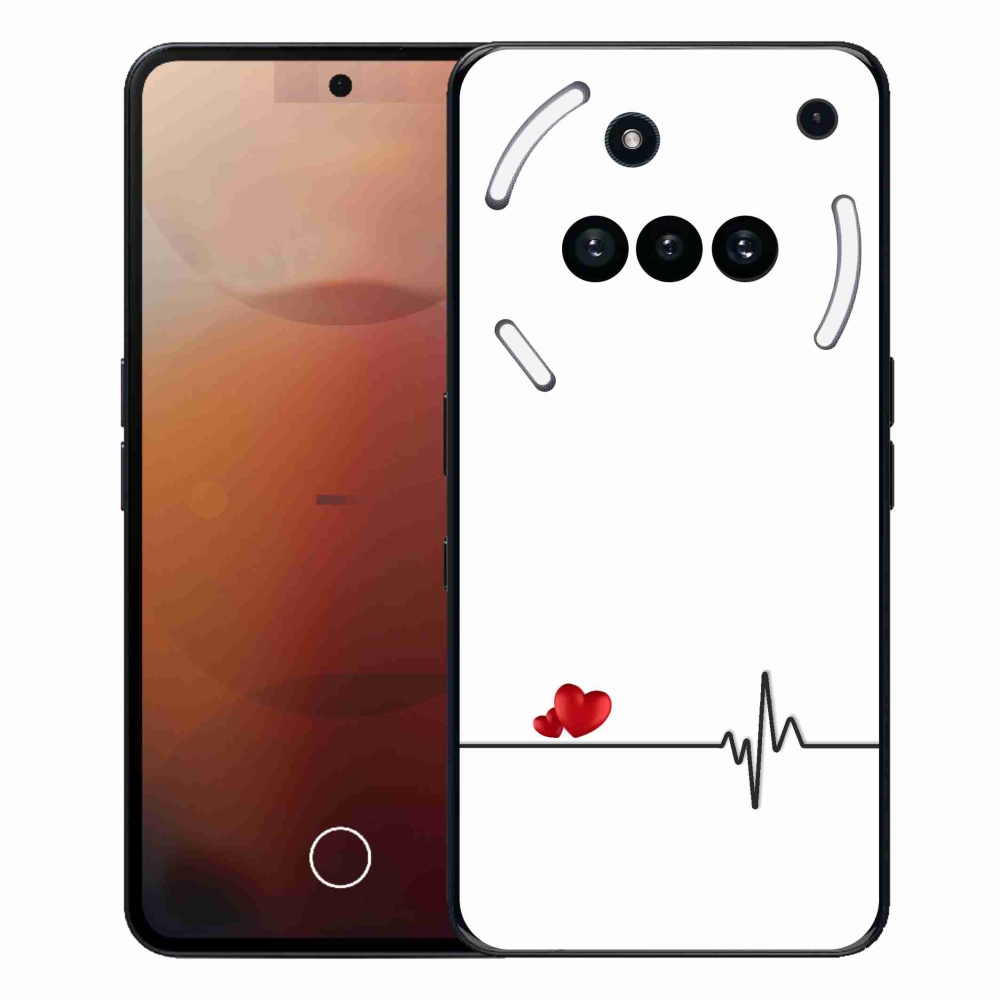 Gélový kryt mmCase na Nothing Phone (3a) - srdce a tep biele pozadie