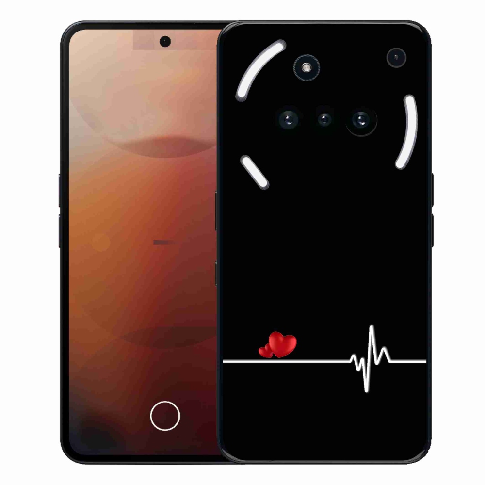 Gélový kryt mmCase na Nothing Phone (3a) - srdce a tep čierne pozadie