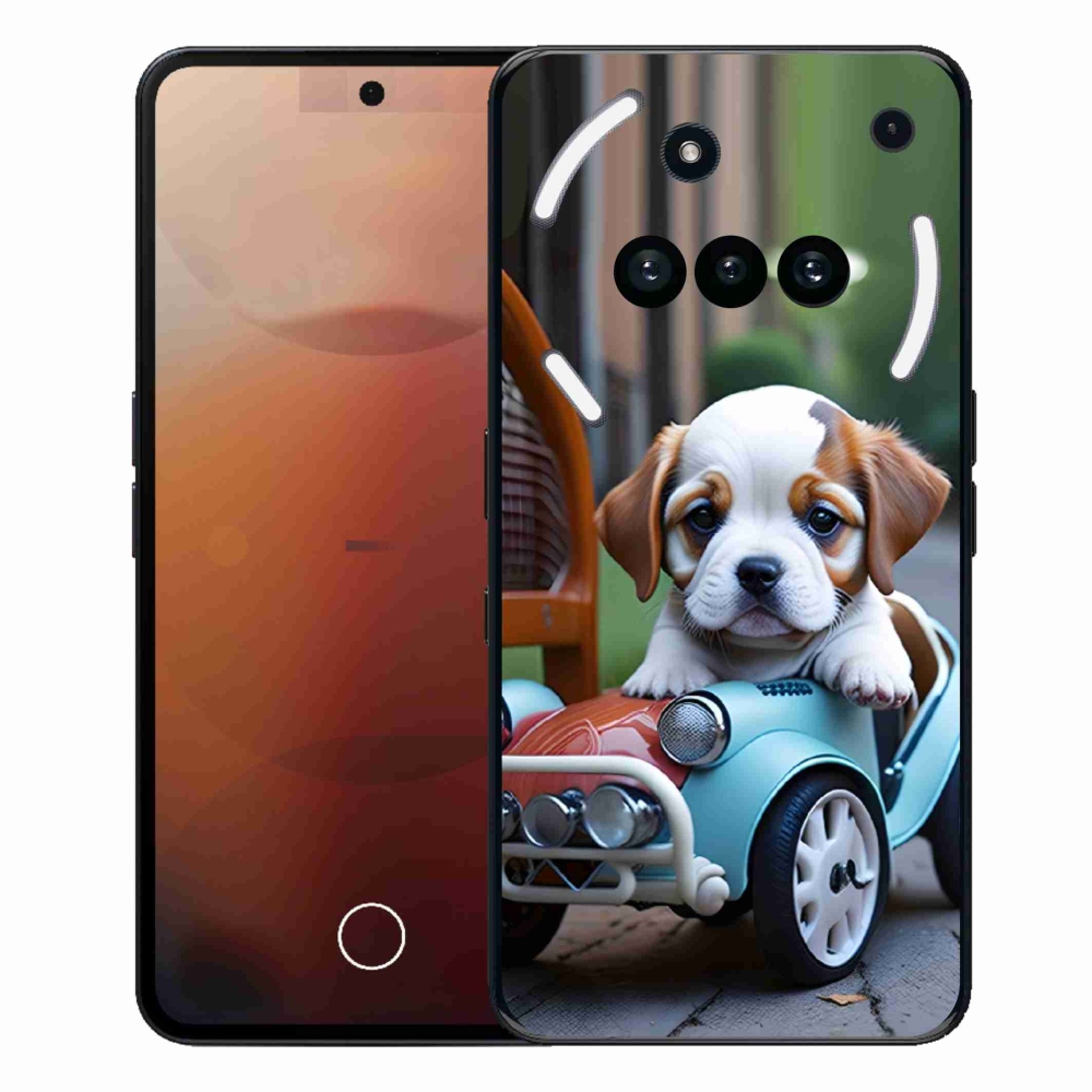 Gélový kryt mmCase na Nothing Phone (3a) - šteňa v retro aute