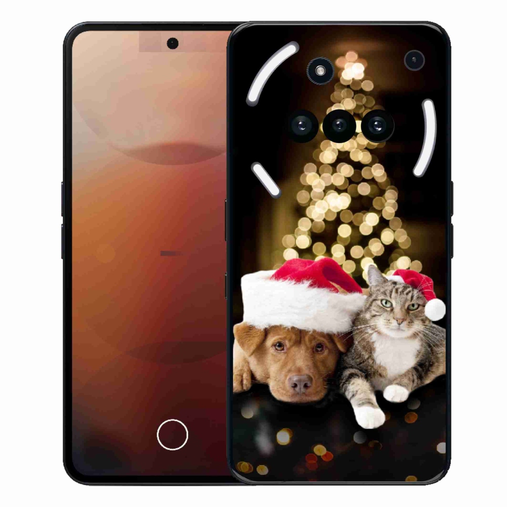 Gélový kryt mmCase na Nothing Phone (3a) - vianočný pes a mačka