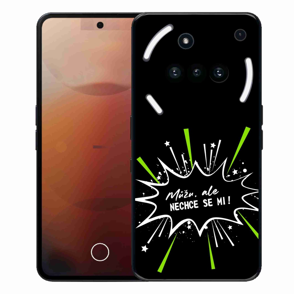 Gélový kryt mmCase na Nothing Phone (3a) - vtipný text 11 čierne pozadie