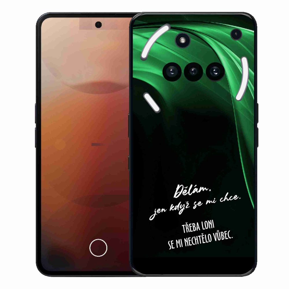 Gélový kryt mmCase na Nothing Phone (3a) - vtipný text 12 čierne pozadie
