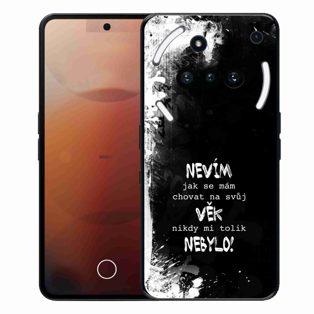Gélový kryt mmCase na Nothing Phone (3a) - vtipný text 14 čierne pozadie