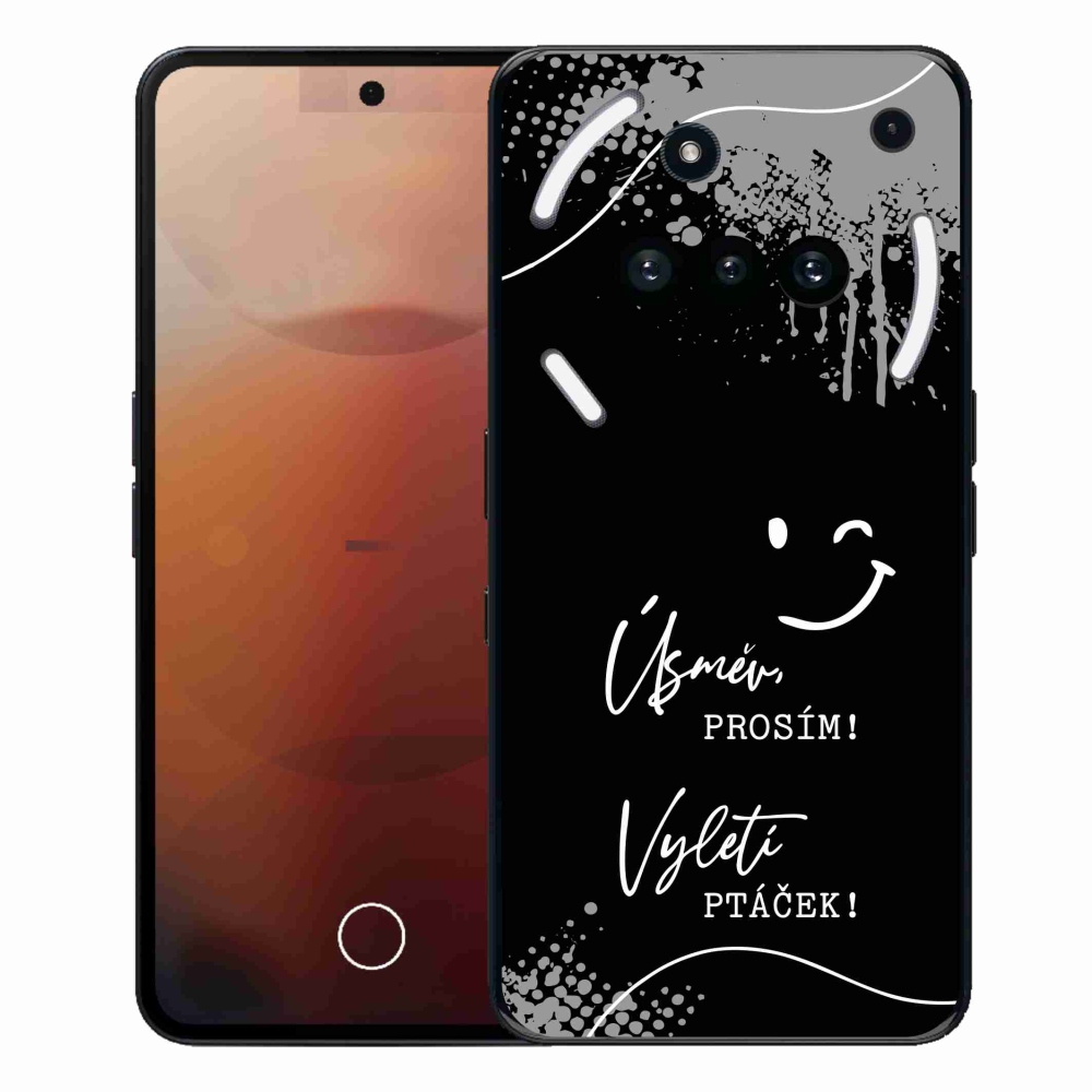 Gélový kryt mmCase na Nothing Phone (3a) - vtipný text 4 čierne pozadie