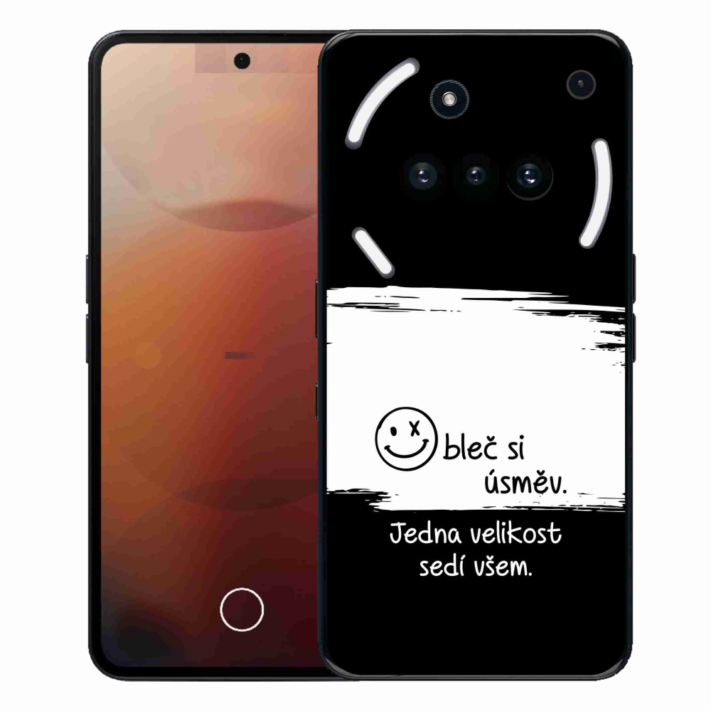 Gélový kryt mmCase na Nothing Phone (3a) - vtipný text 8 bieločierne pozadie