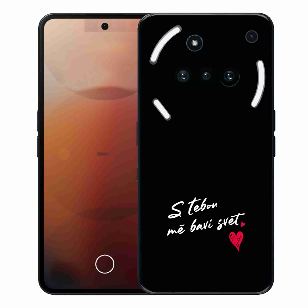 Gélový kryt mmCase na Nothing Phone (3a) - zamilovaný text 1 čierne pozadie