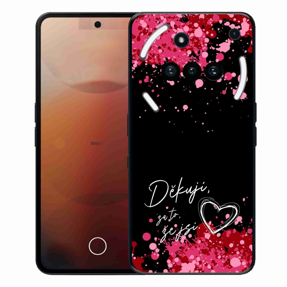 Gélový kryt mmCase na Nothing Phone (3a) - zamilovaný text 2 čierne pozadie