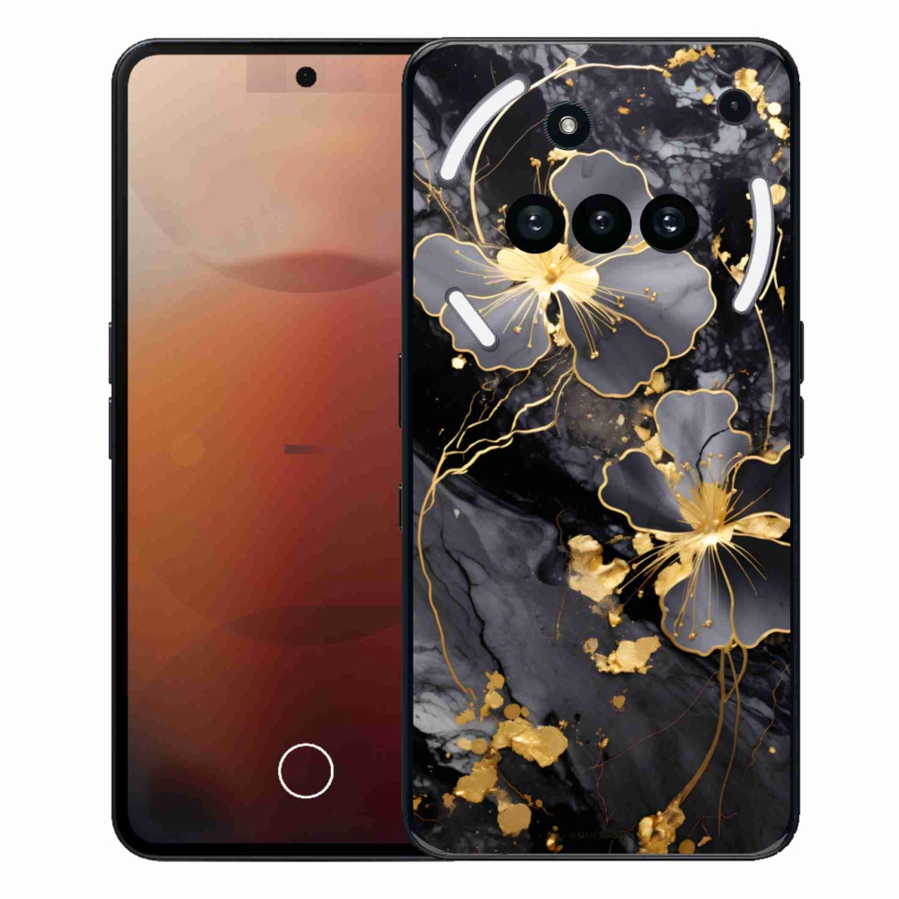 Gélový kryt mmCase na Nothing Phone (3a) - zlaté kvety
