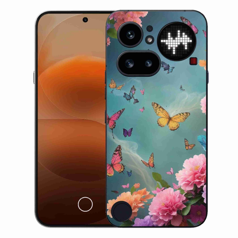 Gélový kryt mmCase na Nothing Phone (4a) - farebné kvety a motýle