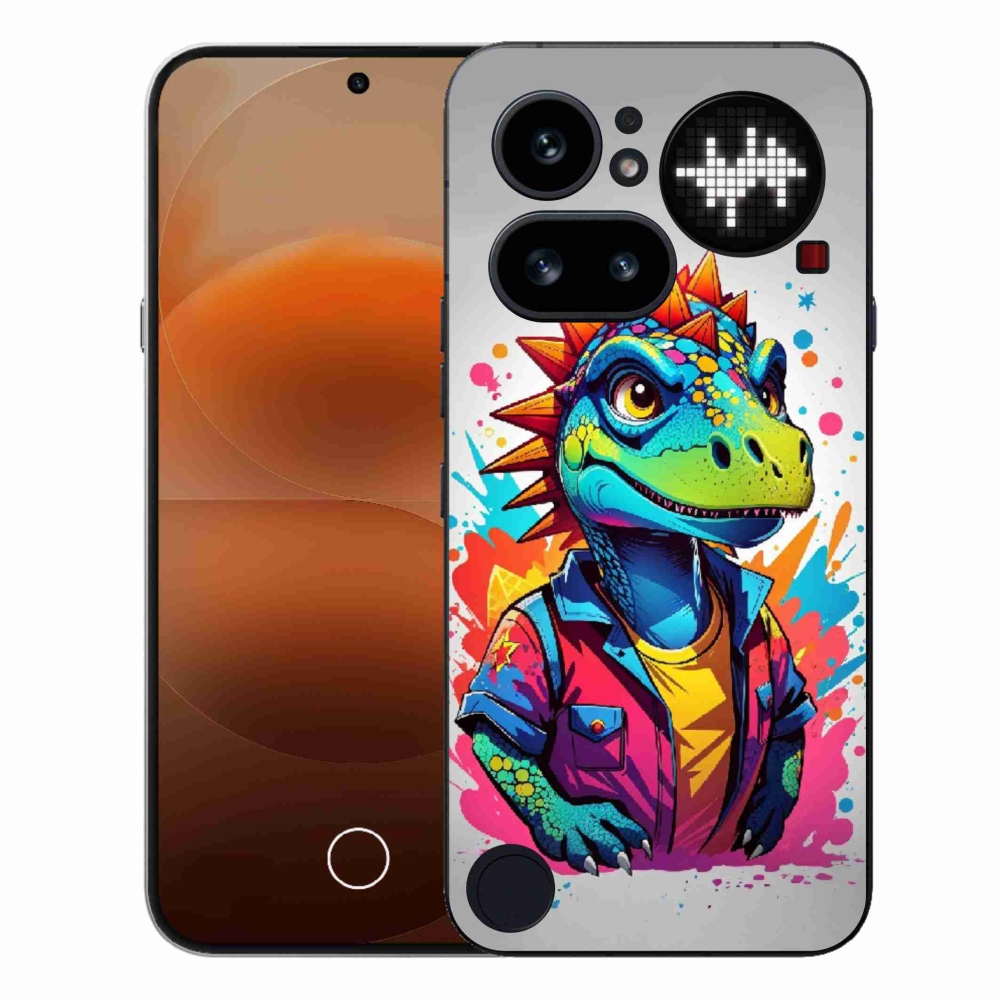 Gélový kryt mmCase na Nothing Phone (4a) - farebný dinosaurus