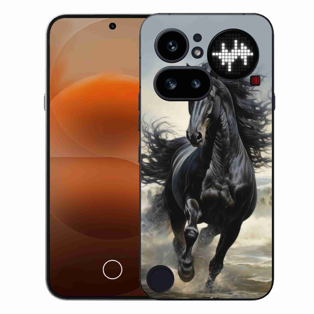 Gélový kryt mmCase na Nothing Phone (4a) - bežiaci čierny kôň