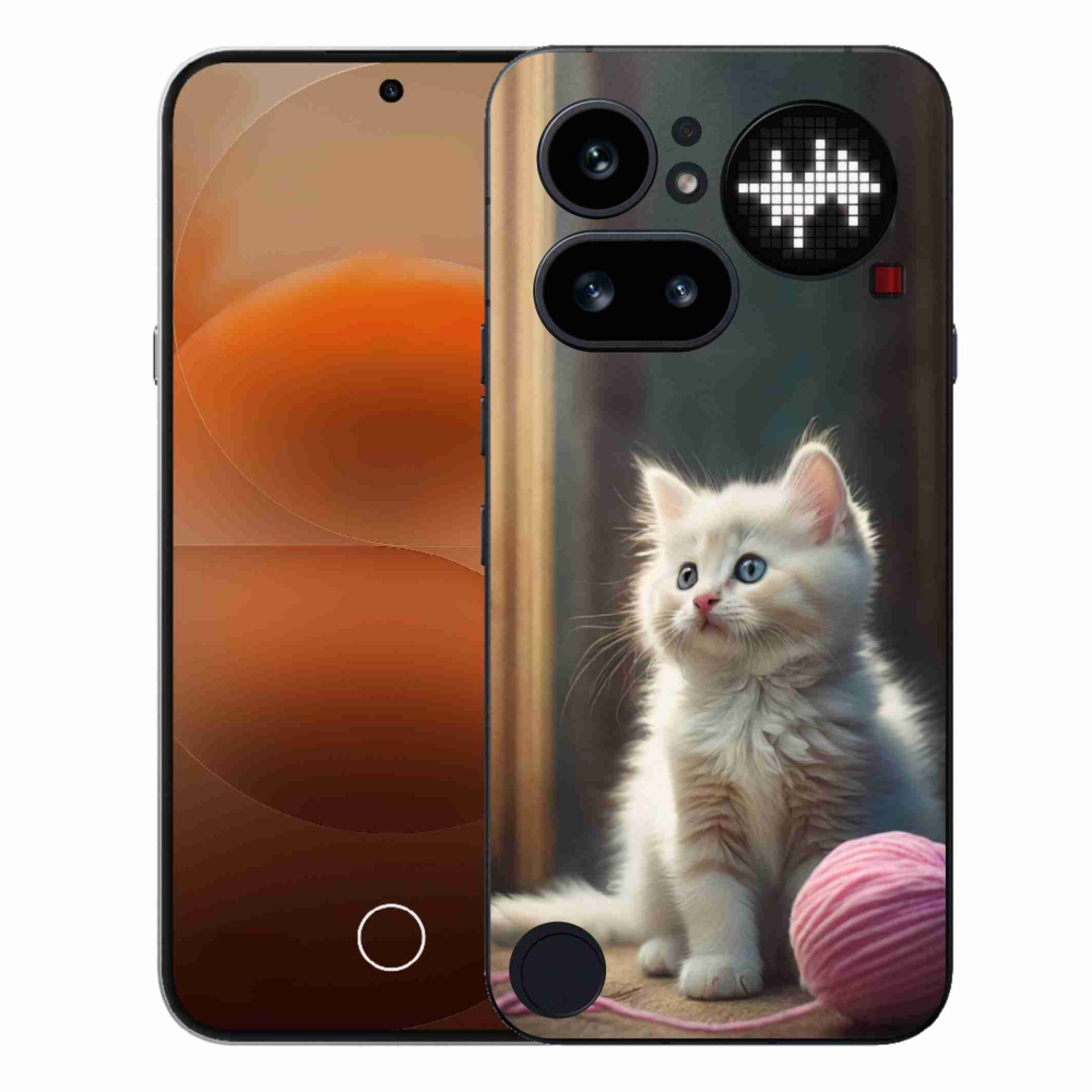 Gélový kryt mmCase na Nothing Phone (4a) - biele mačiatko 2