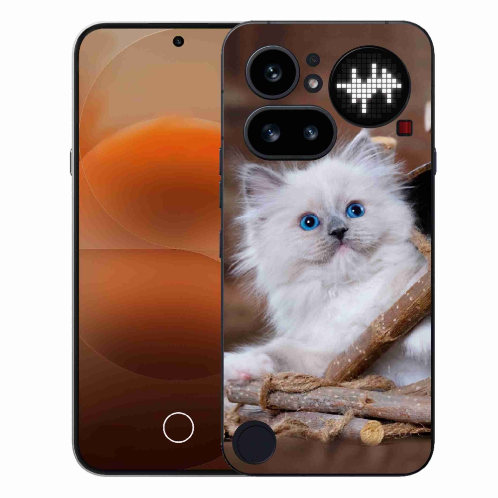 Gélový kryt mmCase na Nothing Phone (4a) - biele mačiatko