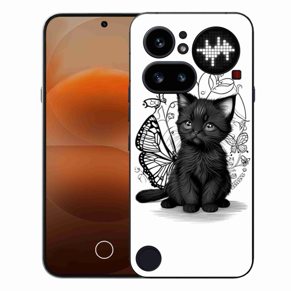 Gélový kryt mmCase na Nothing Phone (4a) - čierne mačiatko