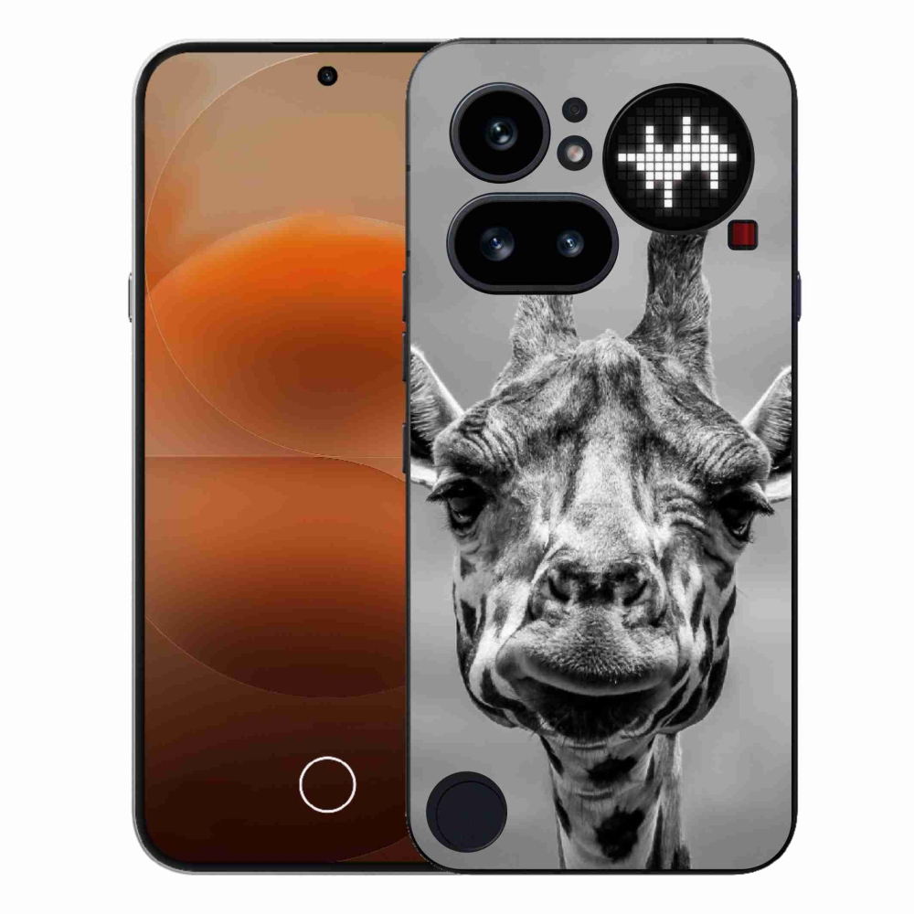 Gélový kryt mmCase na Nothing Phone (4a) - čiernobiela žirafa