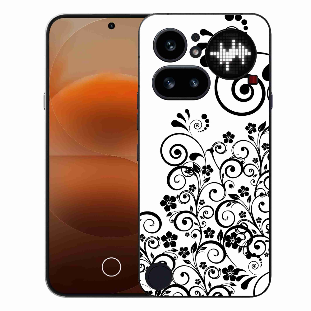 Gélový kryt mmCase na Nothing Phone (4a) - čiernobiele kvetinové vzory