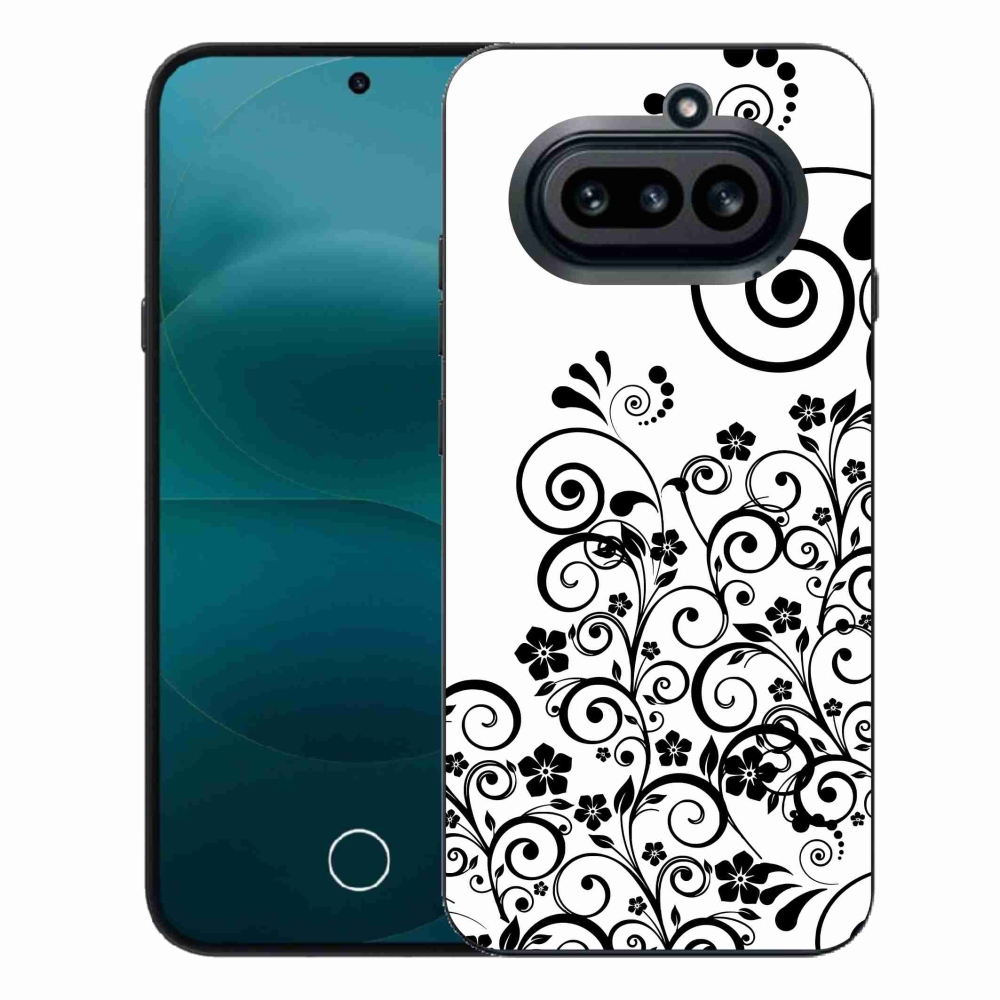 Gélový kryt mmCase na Nothing Phone (4a) - čiernobiele kvetinové vzory