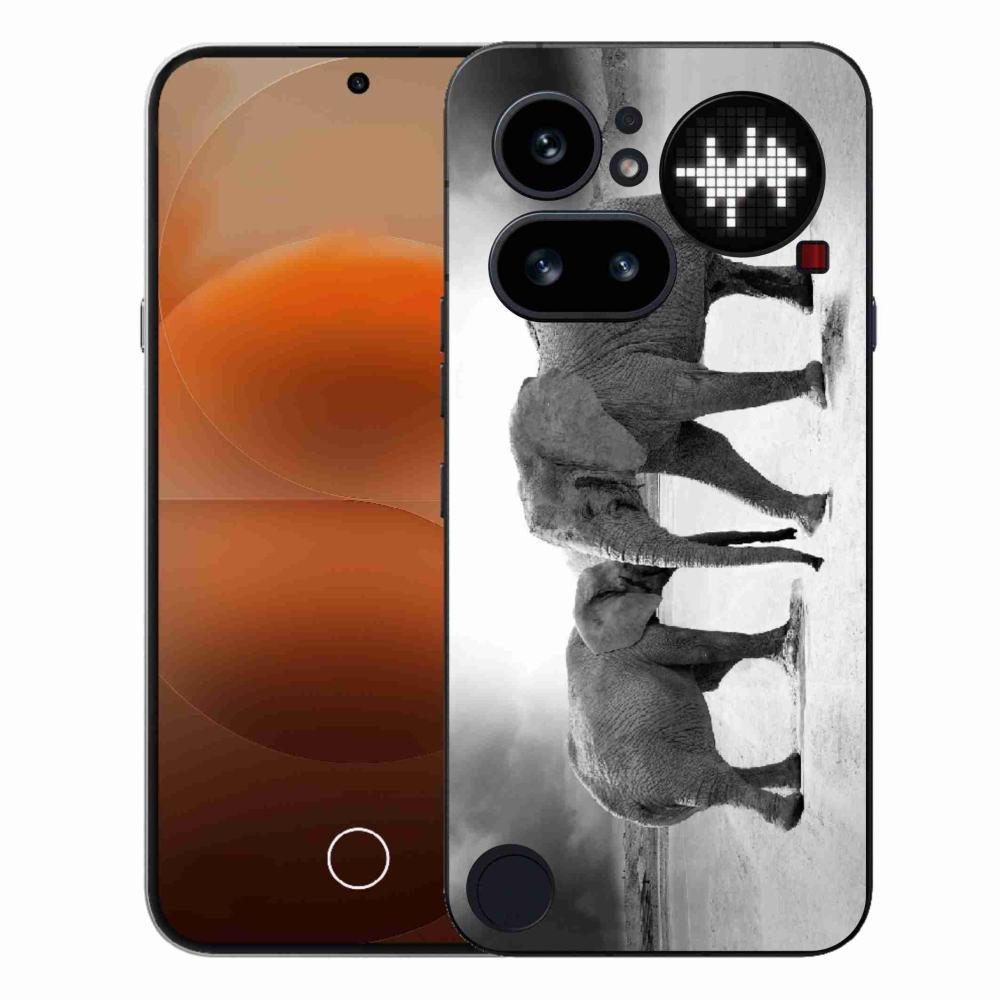 Gélový kryt mmCase na Nothing Phone (4a) - čiernobieli slony