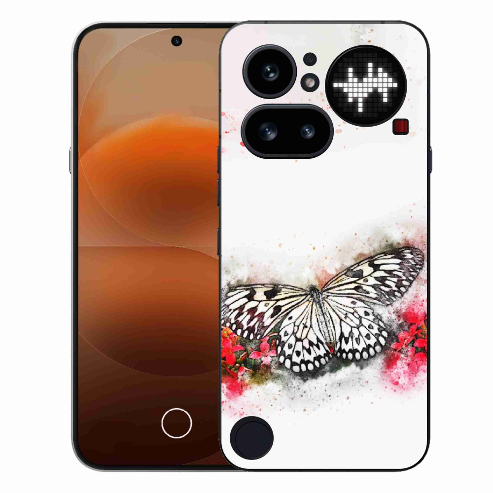 Gélový kryt mmCase na Nothing Phone (4a) - čiernobiely motýľ