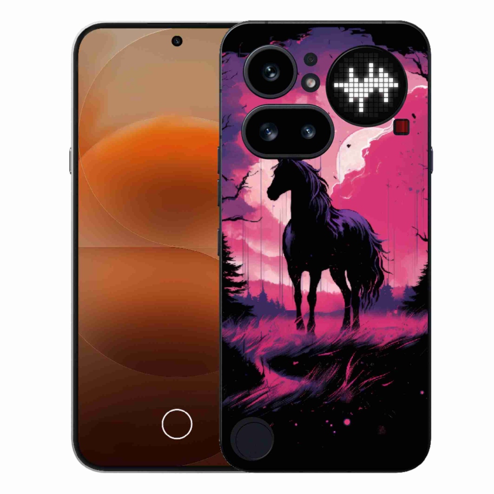 Gélový kryt mmCase na Nothing Phone (4a) - čierny kreslený kôň 1
