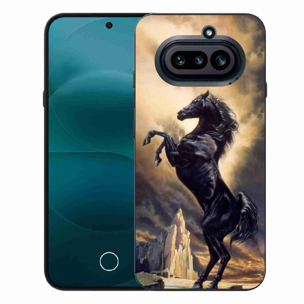 Gélový kryt mmCase na Nothing Phone (4a) - čierny kreslený kôň