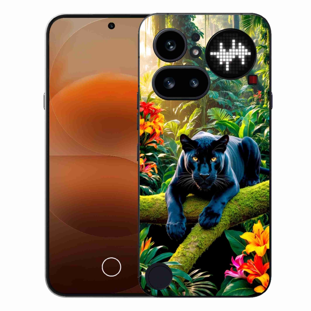 Gélový kryt mmCase na Nothing Phone (4a) - čierny panter v džungli